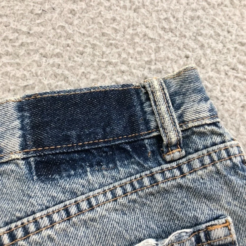 Zara Distressed Cut Off Jean Shorts Womens 38 6 Blue Denim Festival Ripped Beach